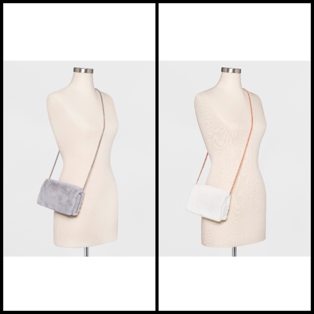 (2) fold over clutch w/removable cross body chain